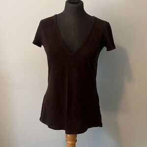 Abercrombie & Fitch New York Women's Brown V-Neck Short Sleeve T-Shirt